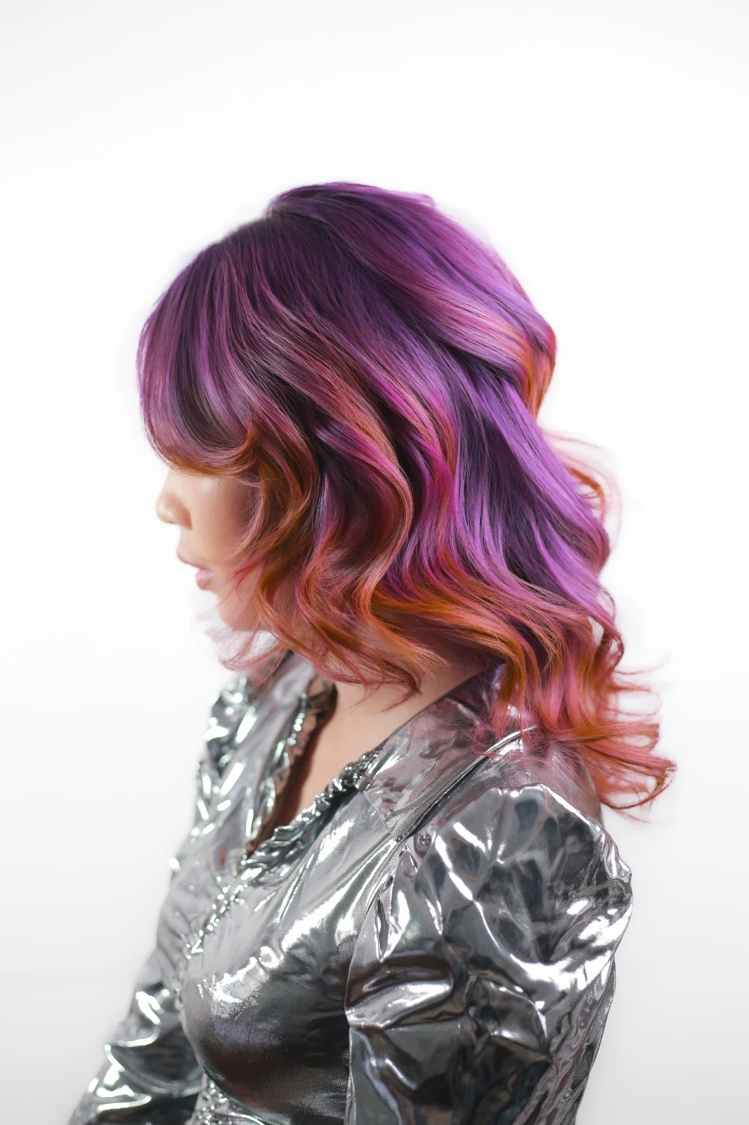 Vivid sunset balayage waves